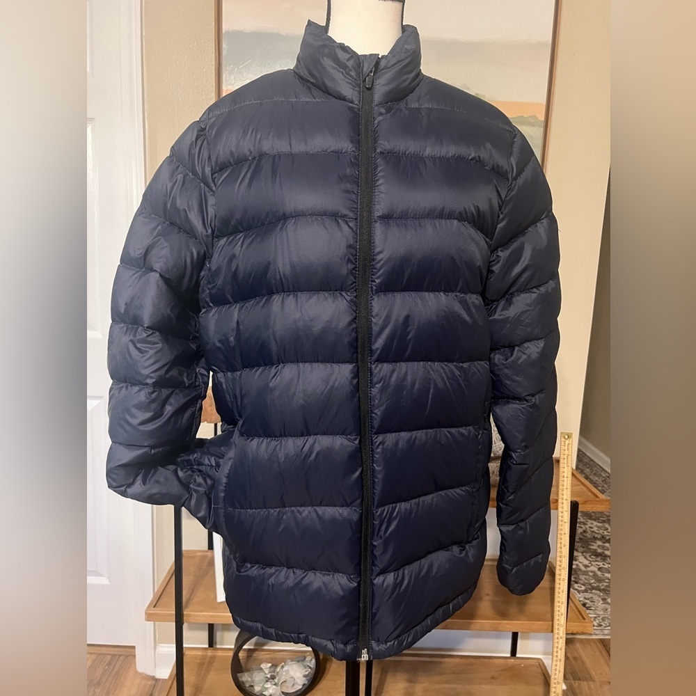 Abercrombie & Fitch Packable Down Puffer Jacket Unisex M Navy Water-Resistant - Picture 2 of 11